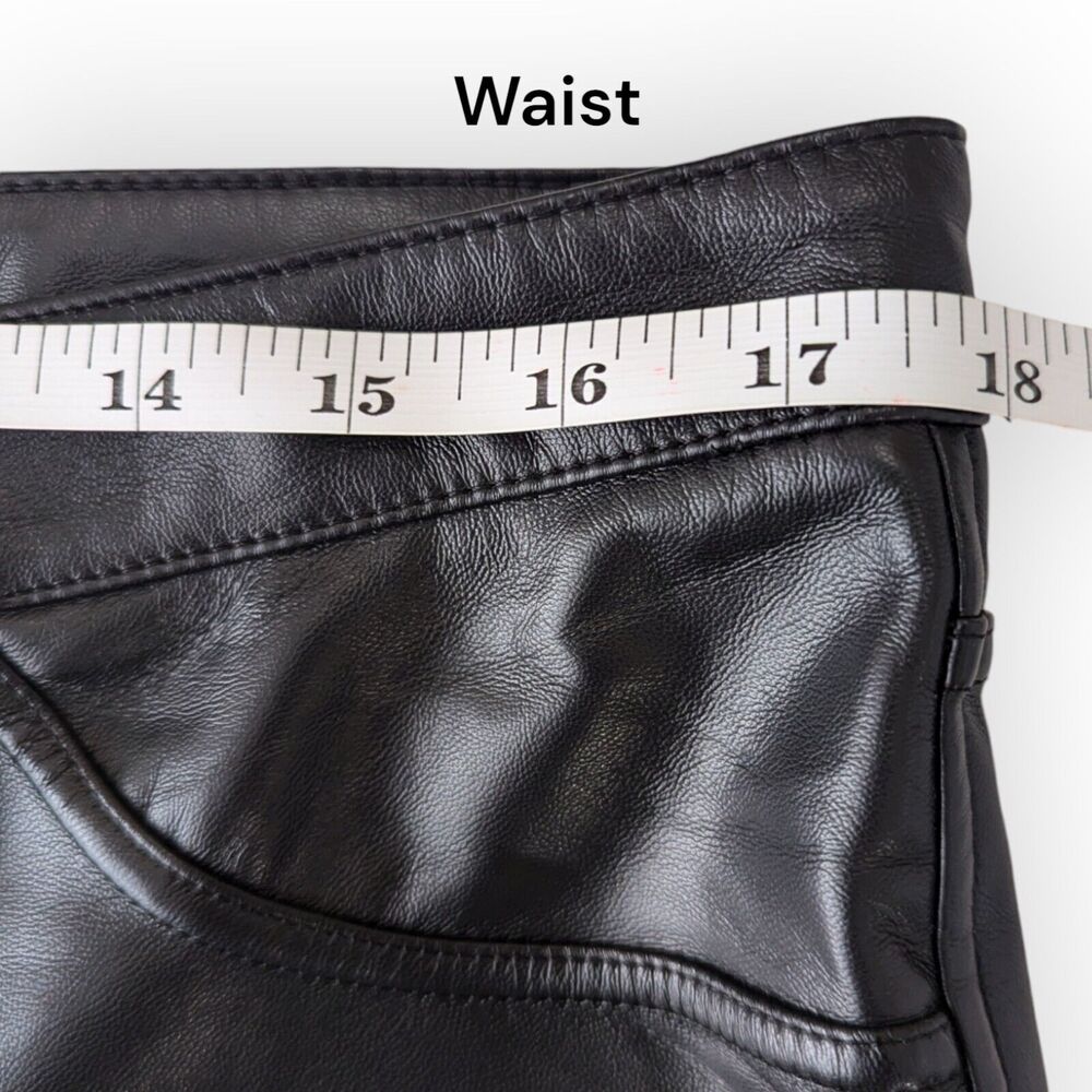 Joie Faux Leather Jeans Womens Size 14 Shiny Black‎ Straight Leg Pants Mobwife - Picture 7 of 10
